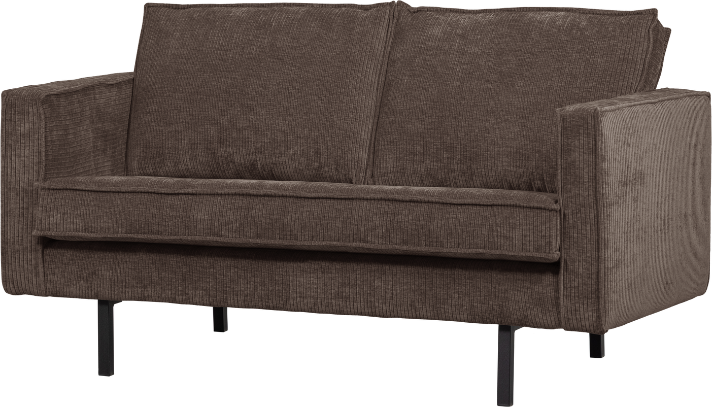 -personers Sofa Woood Rodeo Brun Ribbet Remy-stof 150    Høje Ben  Moderne 50er-inspireret Design
