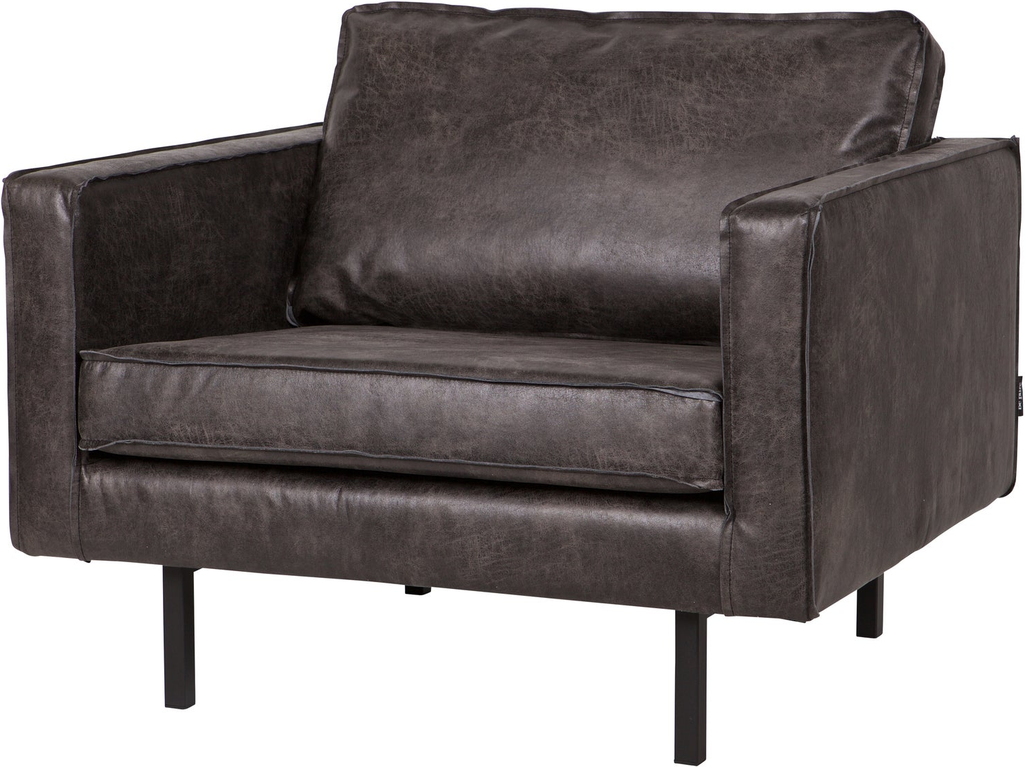 Lænestol Woood Rodeo Kunstlæder Ecoleather Sort Rummelig  Fast Siddekomfort  85x105x86