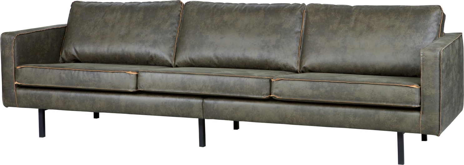 -personers Sofa Woood Rodeo Armygrøn Ecoleather 277   Metalben