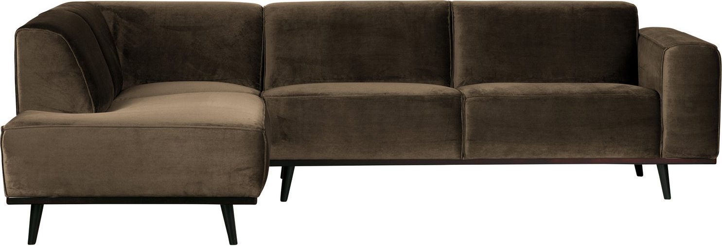 Hjørnesofa Woood Statement Jarra-velour Taupe  Venstrevendt  -personers   Bonell-fjedre H77ã B274ã D210