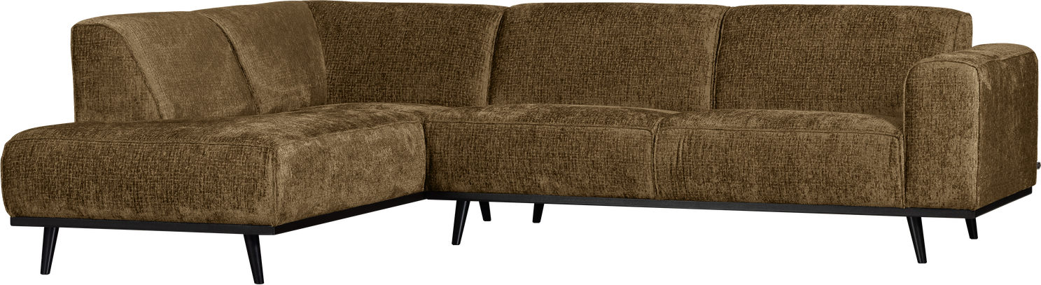 Hjørnesofa Woood Statement Venstrevendt   Grov Struktureret Velour Guld  H77xb274xd210    Bonell-fjedre