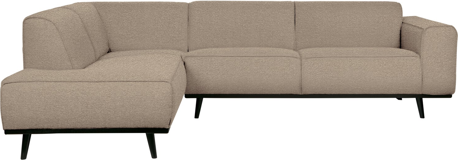 Hjørnesofa Woood Statement Venstrevendt Beige Bouclé 274x210   Høj Komfort