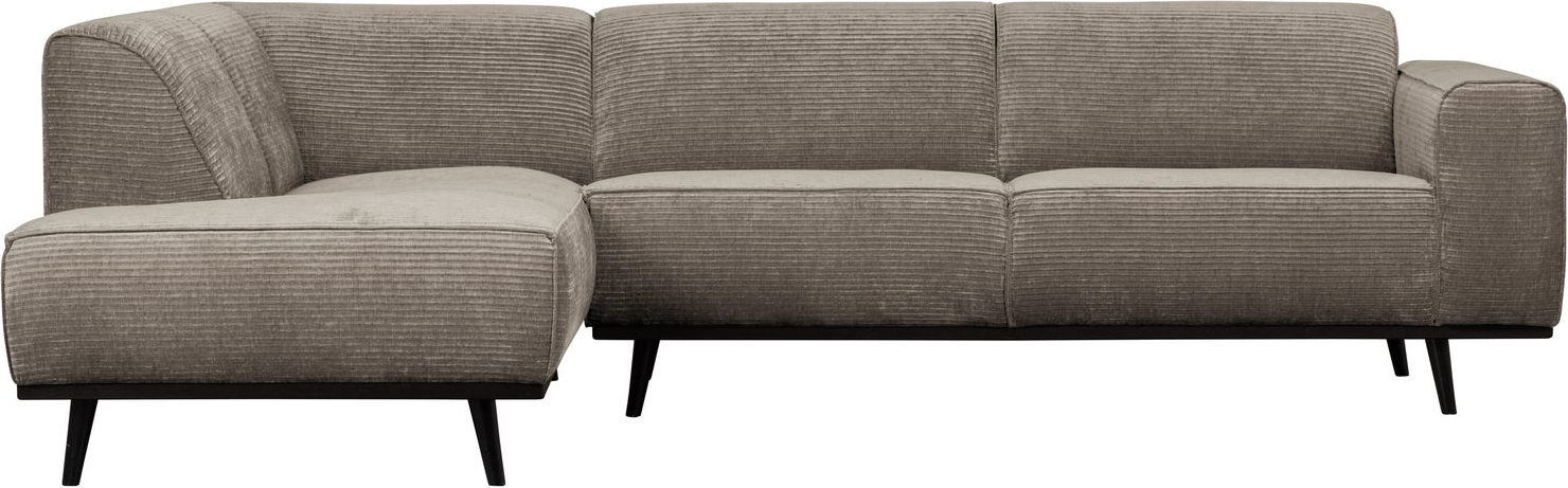Hjørnesofa Woood Statement Venstrevendt 274x210   Lergrå Ribstof Fladribet Jacquard Birketræsben