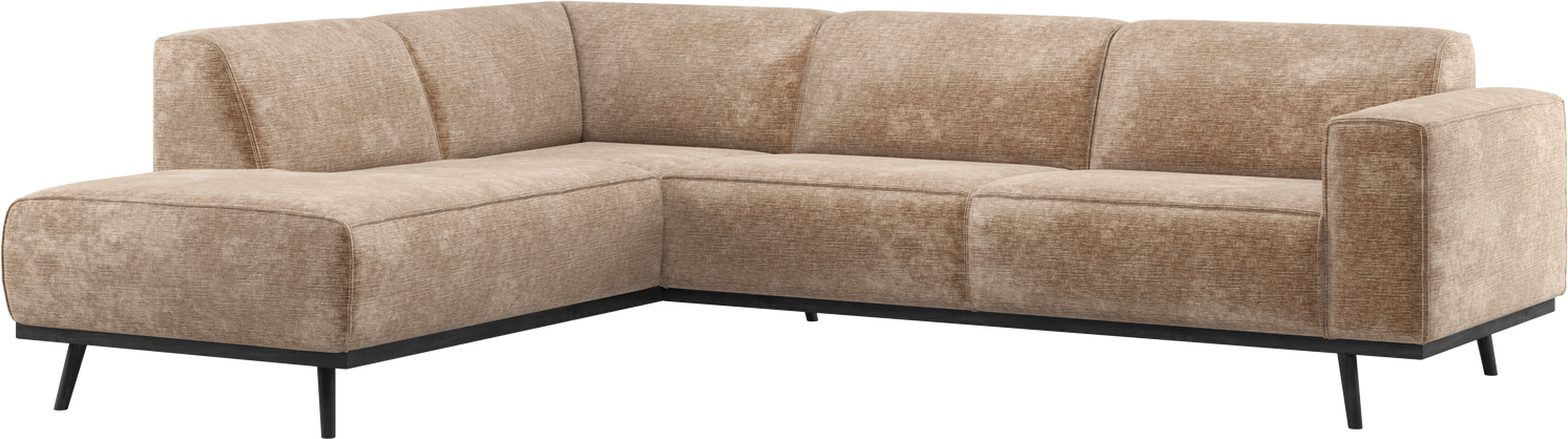 Hjørnesofa Woood Statement Venstrevendt Taupe Chenille-velvet 274x210