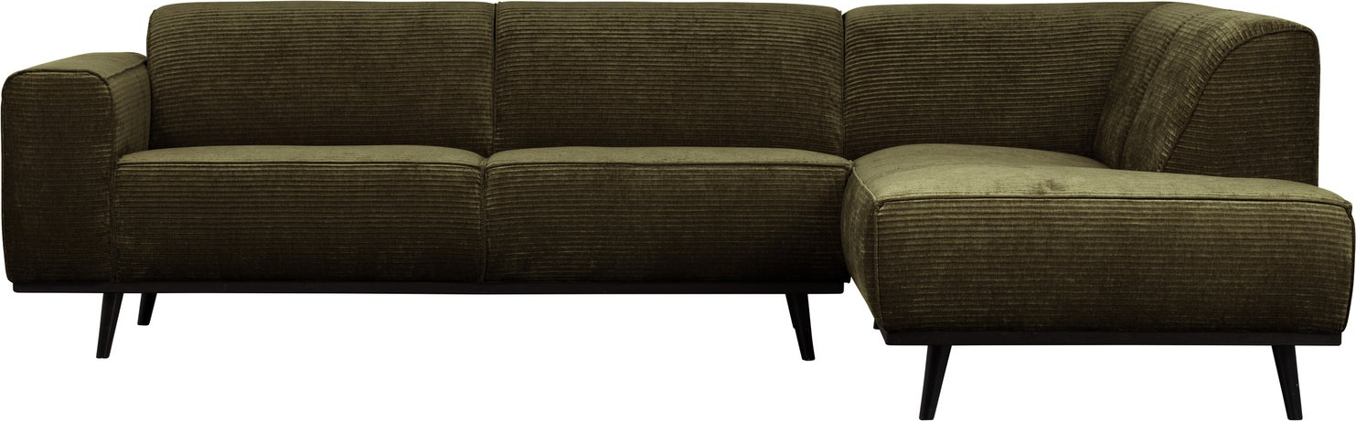 Hjørnesofa Woood Statement Varm Grøn Ribstof Jacquard  Fløjlsagtig  Højrevendt B274ã D210ã H77