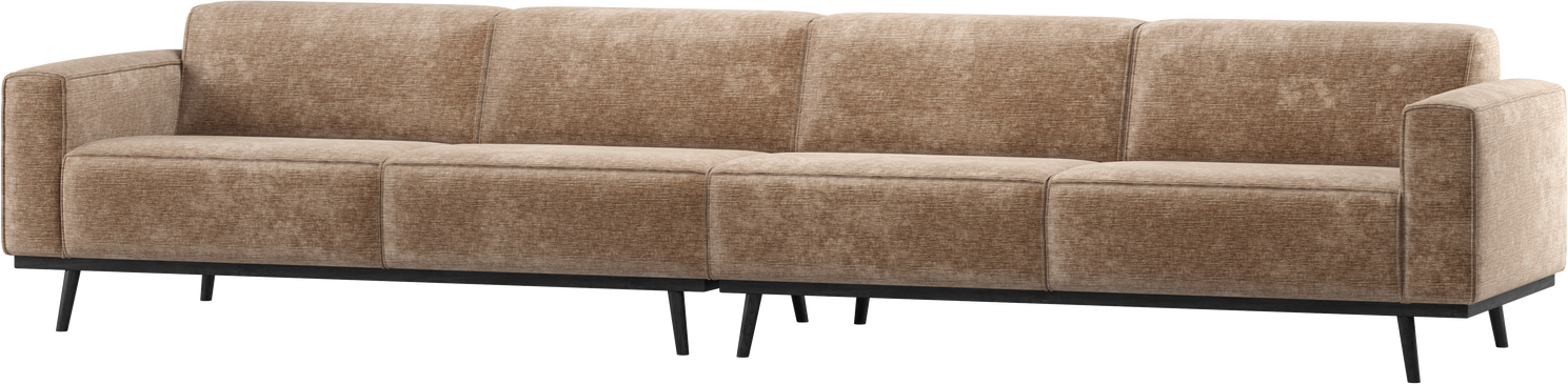 -personers Sofa Woood Statement Taupe Chenillevelour B372   Høj Siddekomfort