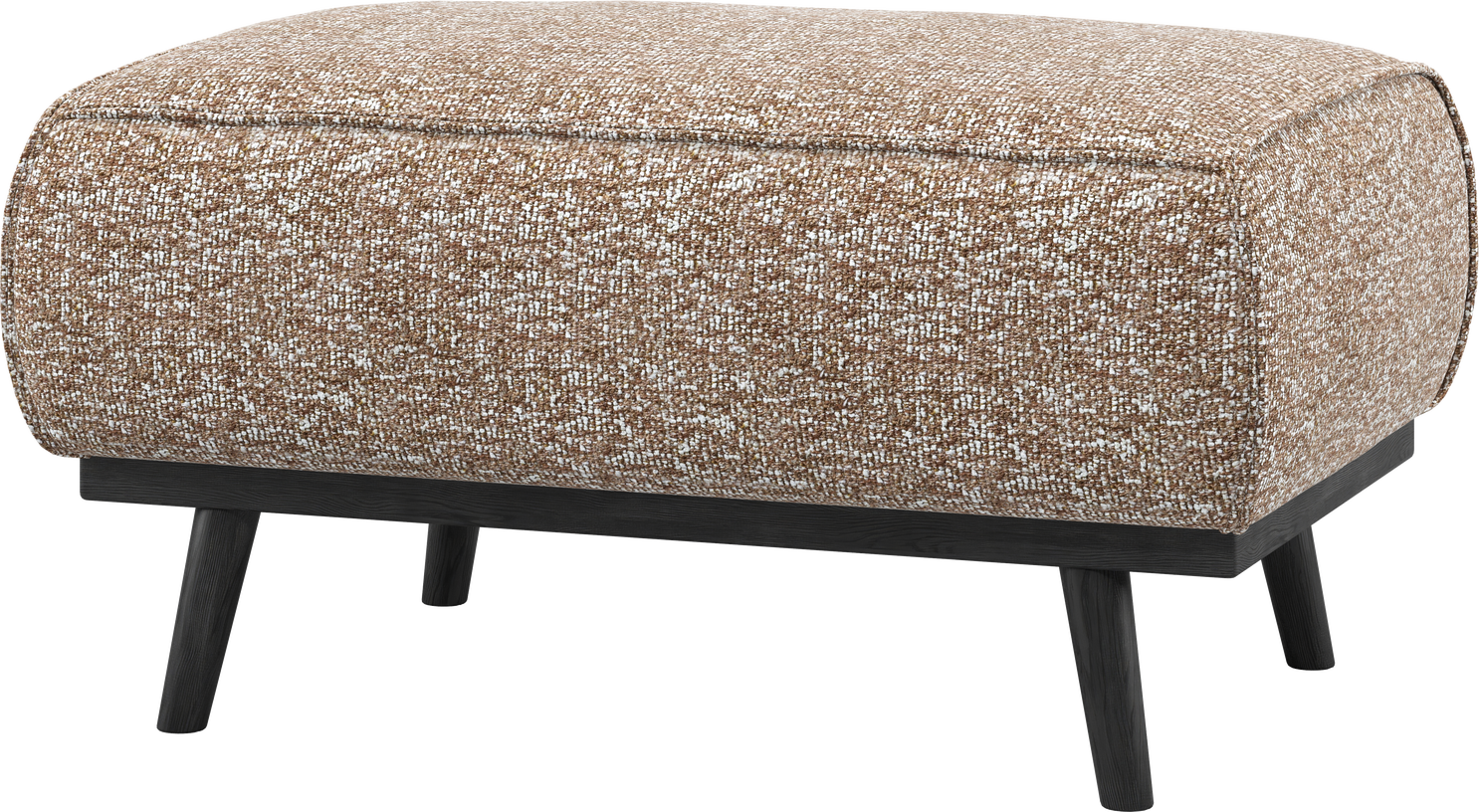 Puf Woood Statement  Lysebrun Melange Stof  100  Polyester  Rund Fodskammel Siddepuf H40   B80   D55