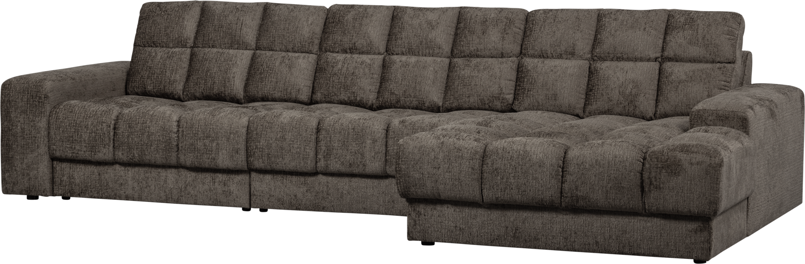 Woood Second Date Chaiselong Sofa Højrevendt   Gråt Velour 316x162x78