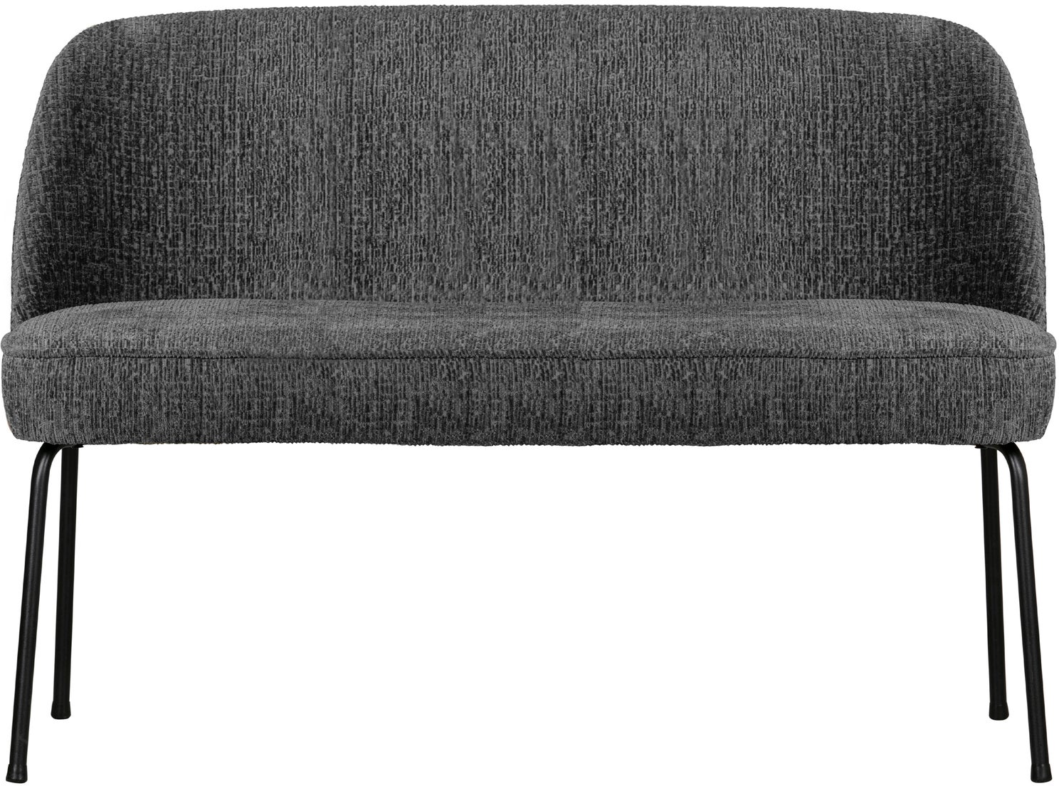 Loungesofa Sofabænk Woood Vogue  Struktureret Ferra-velour Mountain Grå  B120ã D59ã H82      Mat Sort Metalstel