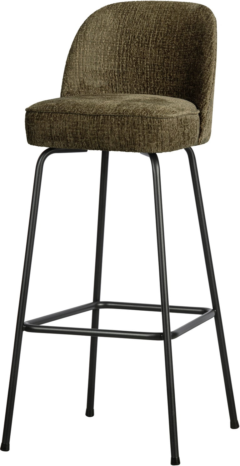 Barstol Woood Vogue   Bonsai Grøn Struktureret Velour  Sædehøjde 80    Metalben Mat Sort