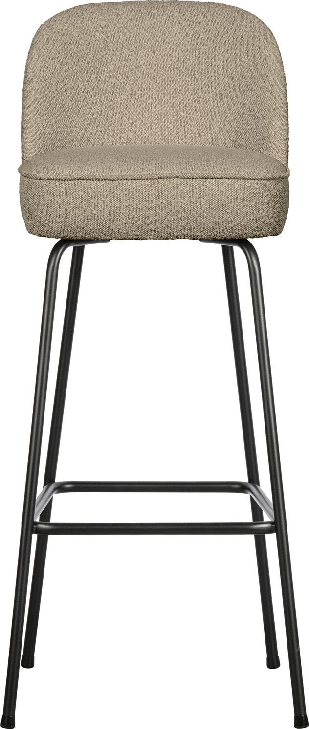 Barstol Woood Vogue  Polstret Beige Bouclé  Sort Pulverlakeret Metalbase  Sædehøjde 80