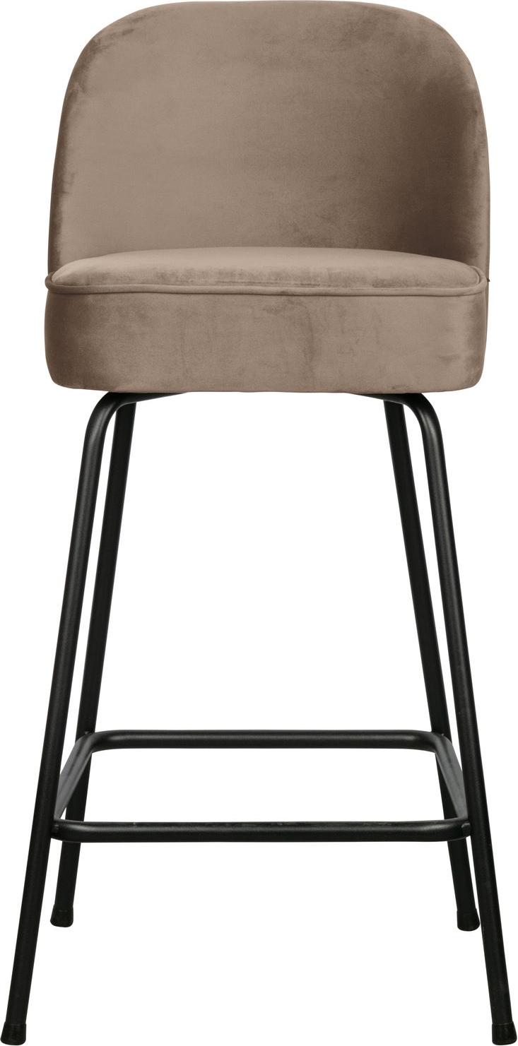 Barstol Woood Vogue Khaki Velour  Sort Pulverlakeret Metalstel  Sædehøjde 65    Fodstøtte