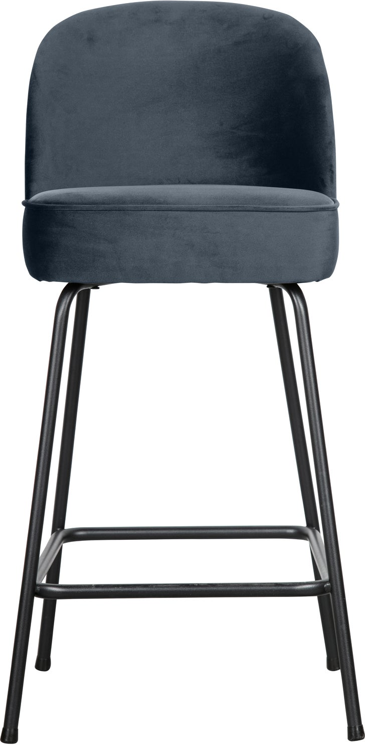 Barstol Woood Vogue 65   Polstret Blå Velour  Sorte Pulverlakerede Metalben