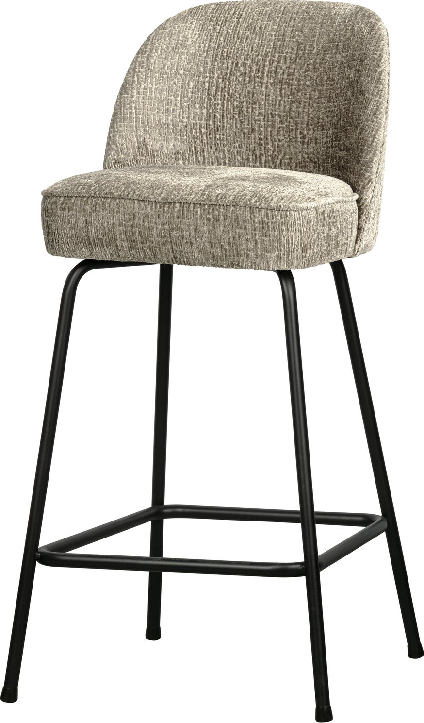 Barstol Woood Vogue Ferra Struktureret Velour Wheatfield Beige  Mat Sort Metalstel  Sædehøjde 65