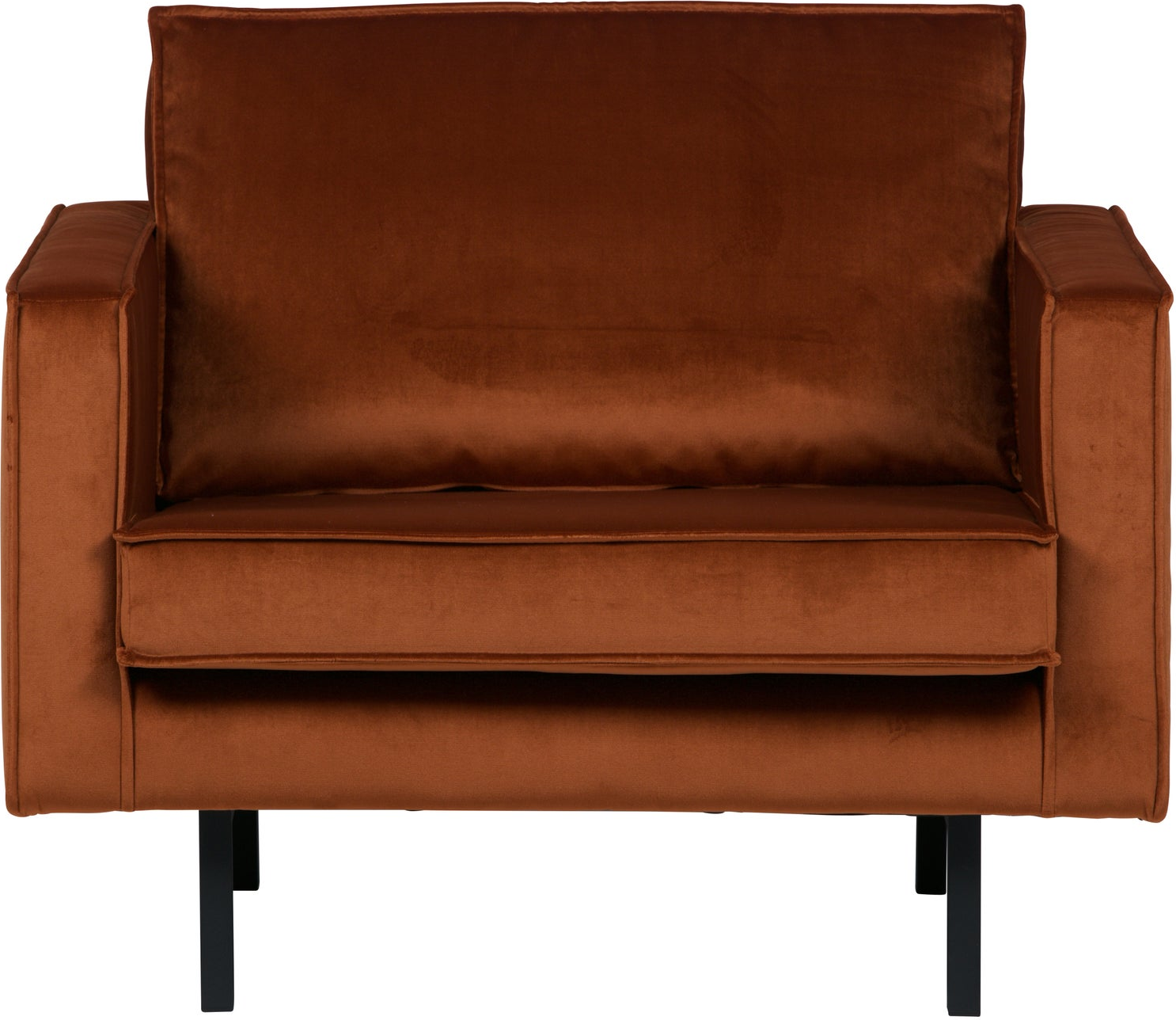 Lænestol Woood Rodeo  Rust Velourstol  Moderne 50er-inspireret Design  Rummelig Komfort