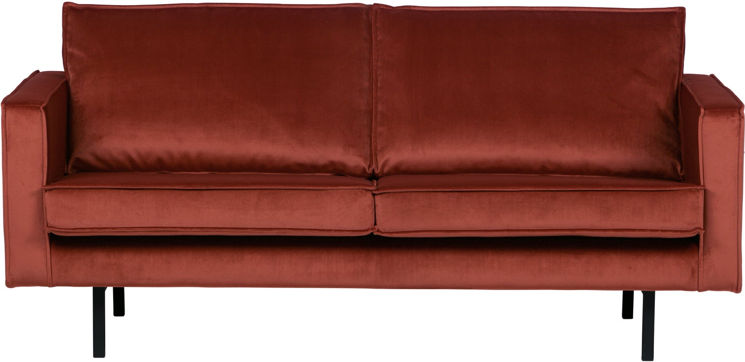 -personers Sofa 190   Woood Rodeo Kastanjebrun Velour Jarra Fast Siddekomfort  Høje Metalben