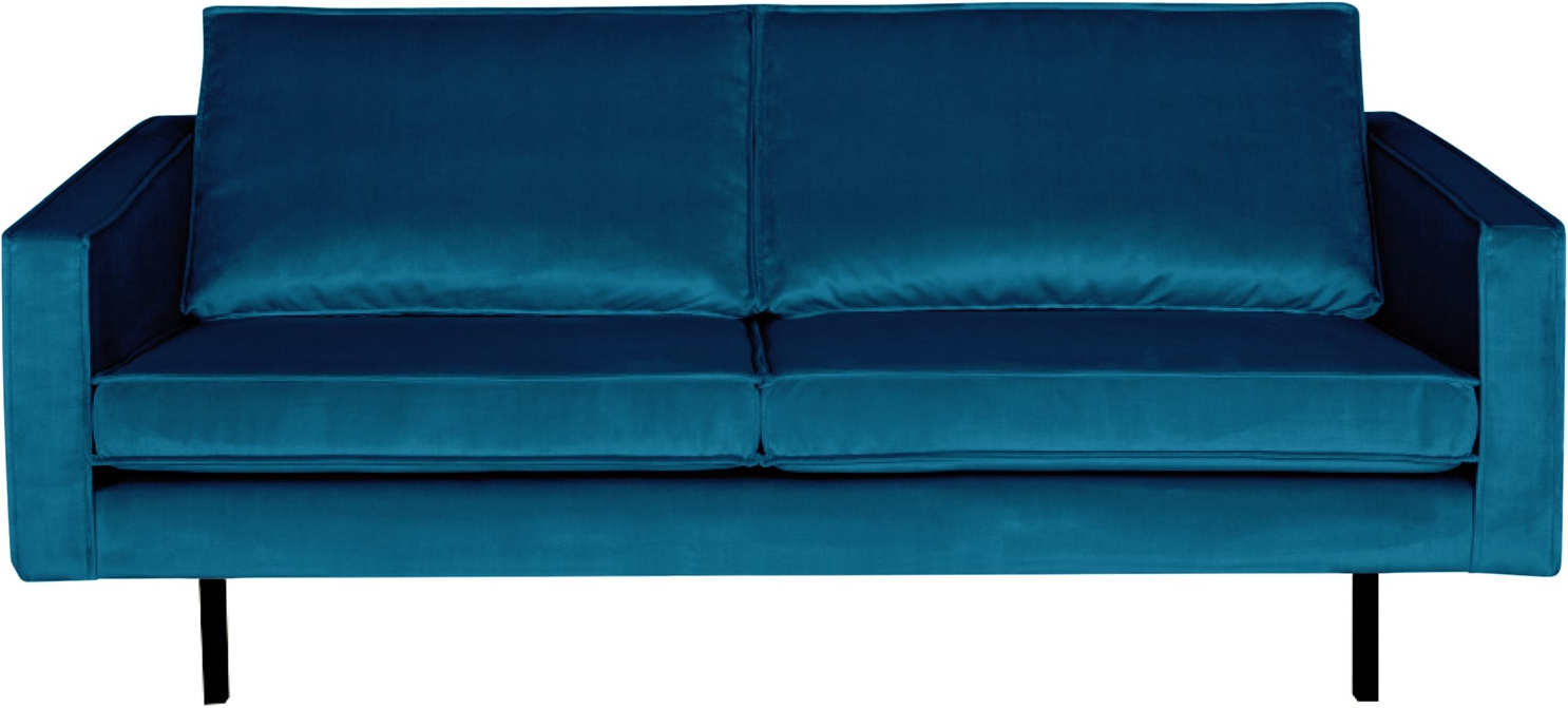 -personers Sofa Woood Rodeo Blå Velour 190x86   Fast Skum   Zigzagfjedre