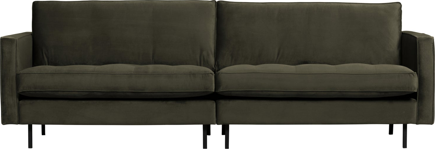 -personers Sofa Woood Rodeo Classic Mørkegrøn Jarra-fløjl 275   Velour Quiltede Sæder Faste Hynder