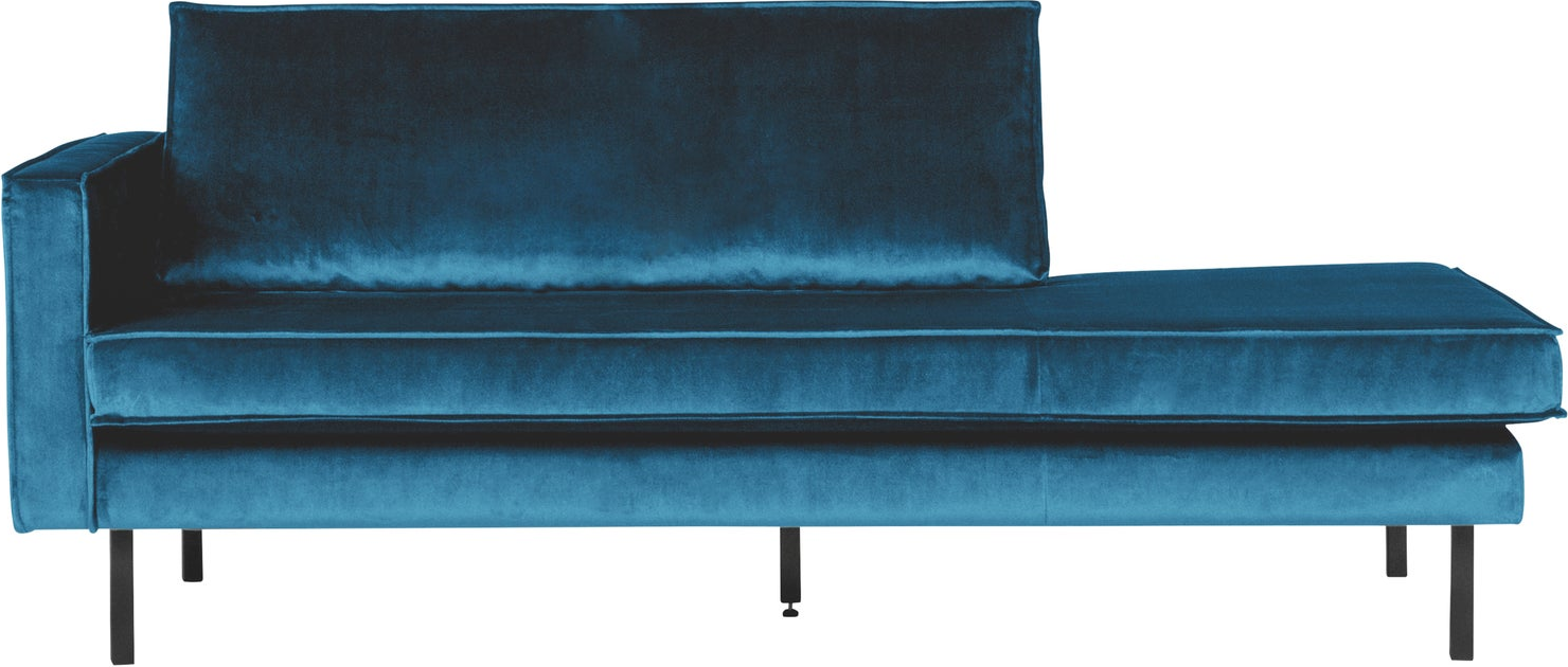 Daybed Woood Rodeo Blå Jarra-velour  Venstrevendt  Slanke Metalben  Slidstærk 100  Polyester