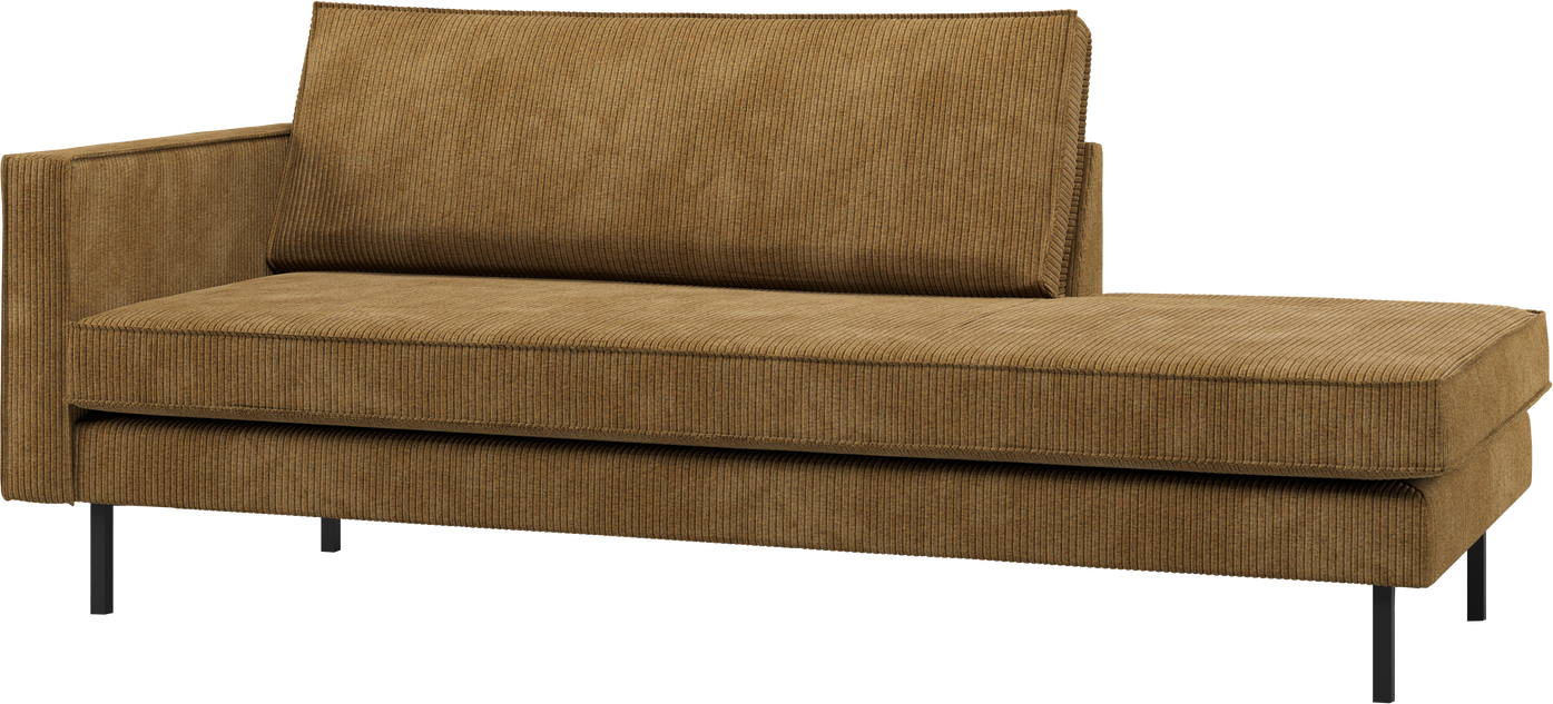 Daybed Woood Rodeo Venstrevendt Honninggul Ribstof 203x86   Fast Siddekomfort