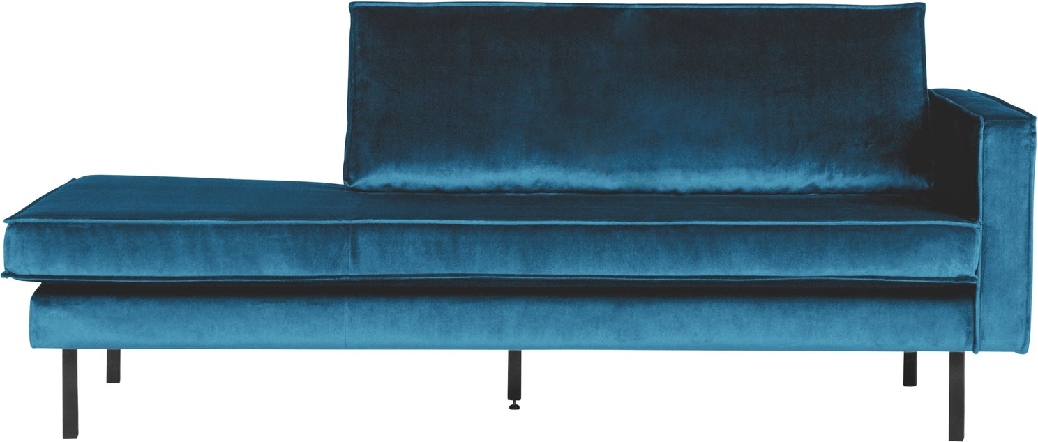 Daybed   Loungesofa Woood Rodeo Blå Velour 203x86   Højrevendt  Fast Sæde