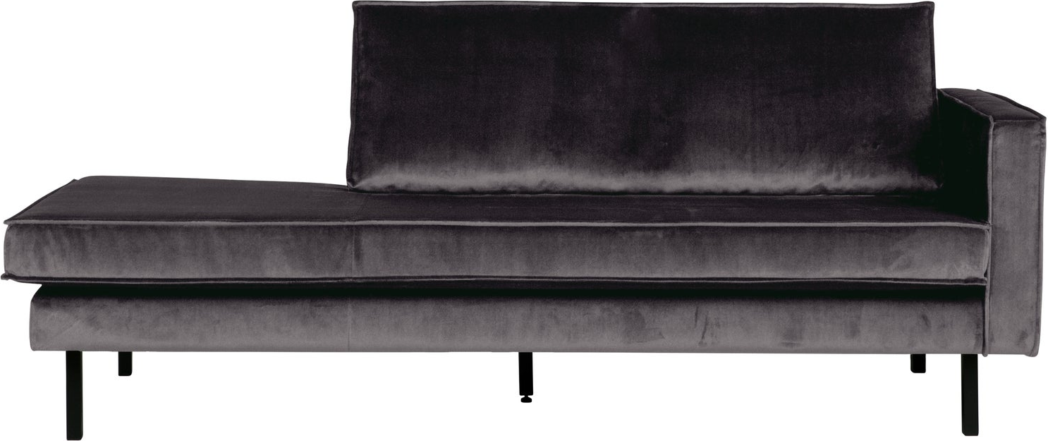 Daybed Loungemøbel Woood Rodeo Højrevendt Antracit Velour 203   Bred