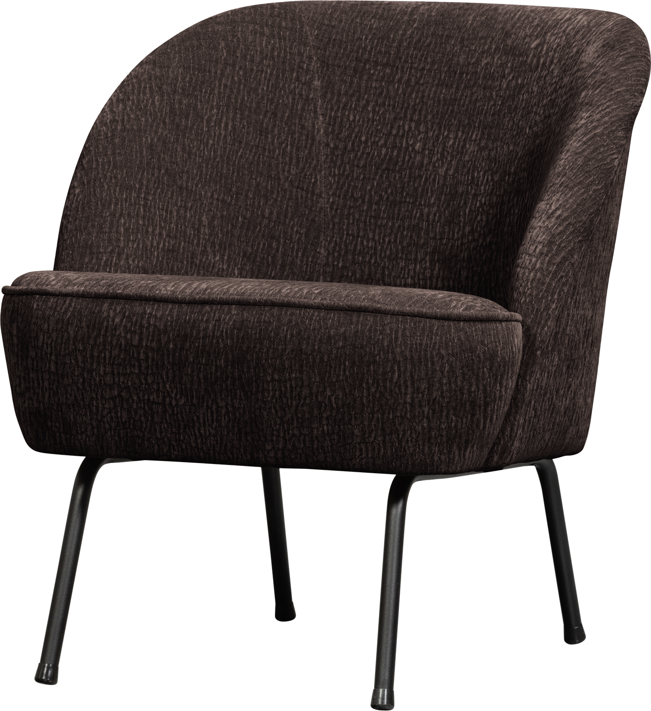 Loungestol Woood Vogue  Mørkebrun 3d Chenille Lænestol Med Matsorte Metalben  Kompakt H69ã B57ã D70