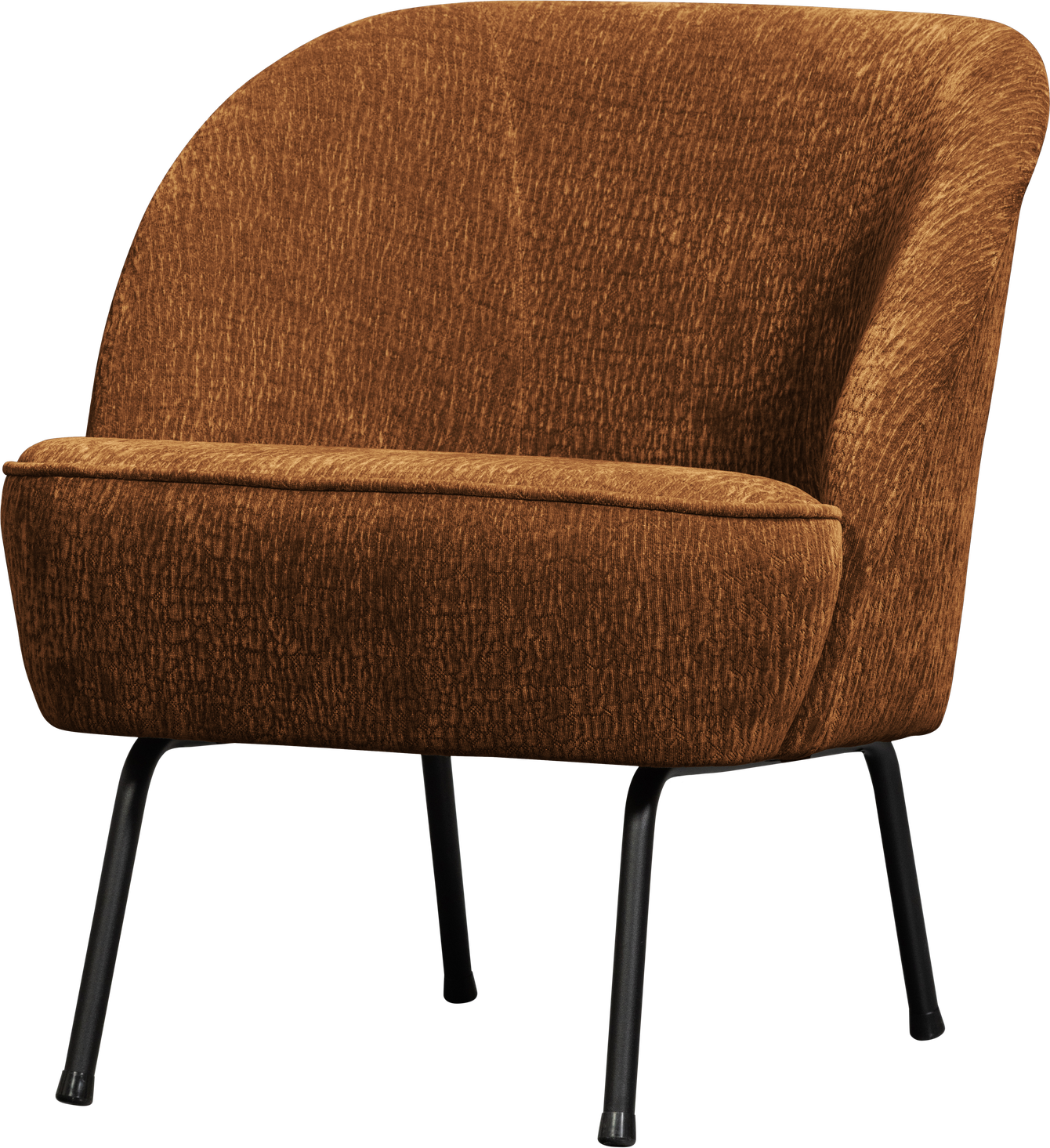 Loungestol Woood Vogue Lænestol   Mellembrun Chenille 3d-struktur  Mat Glans   Sort Metalbase  69ã 57ã 70