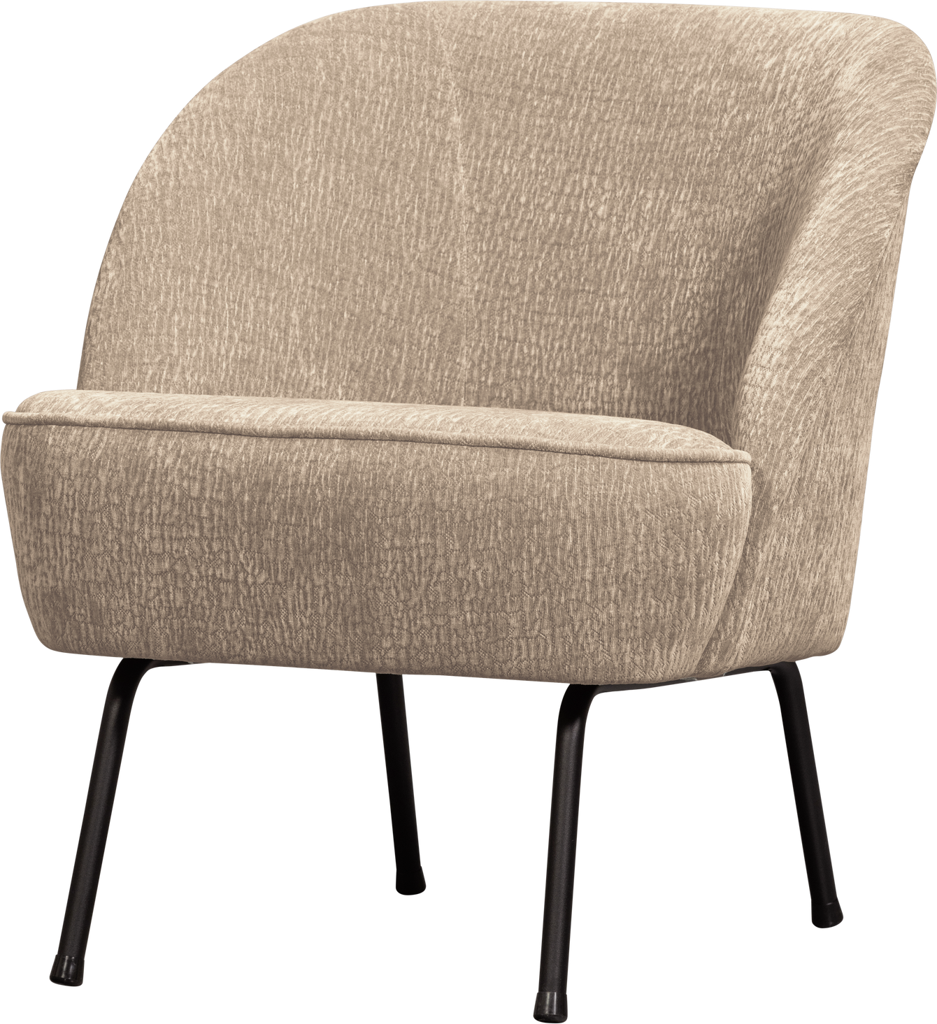 Loungestol Lænestol Woood Vogue Natur  Drew 3d-tekstur Chenille Polyester  Mat Finish  Sorte Metalben