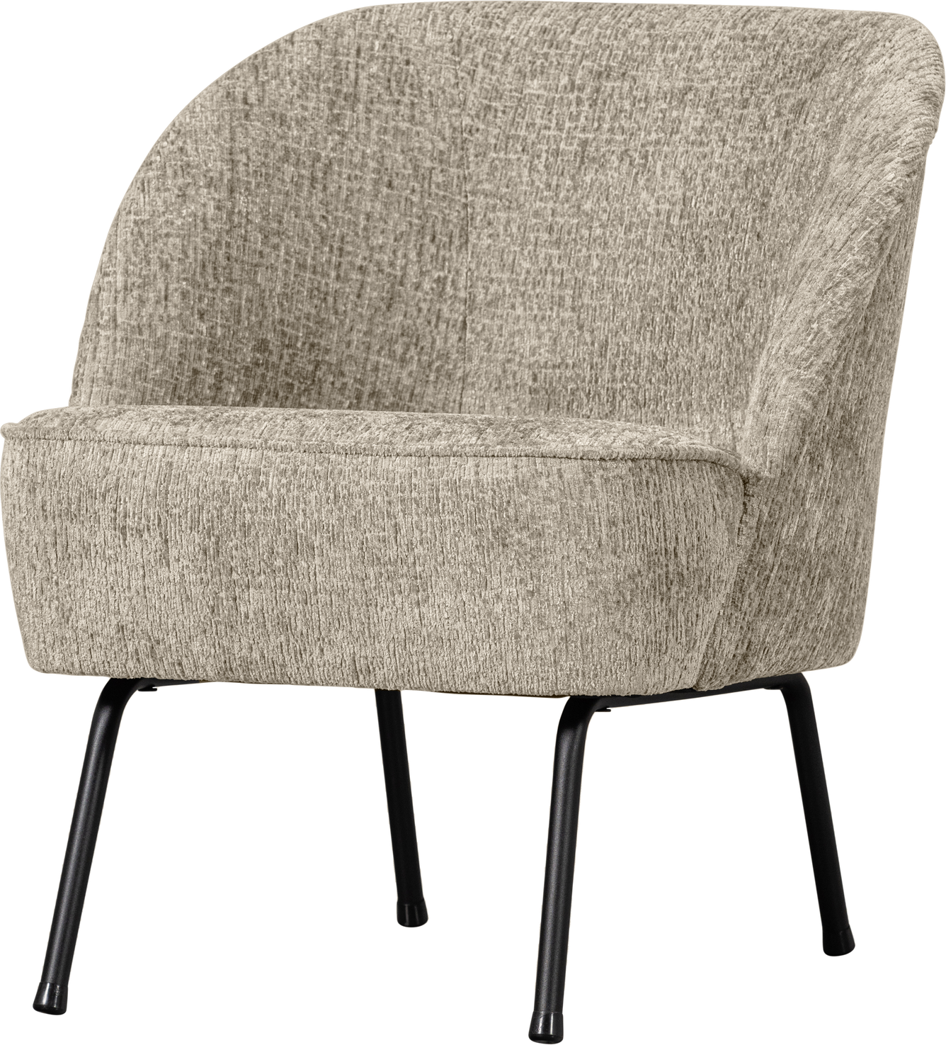 Loungestol Lænestol Woood Vogue Beige Wheatfield Struktureret Velour  Mat Sort Metalbase  H69xb57xd70