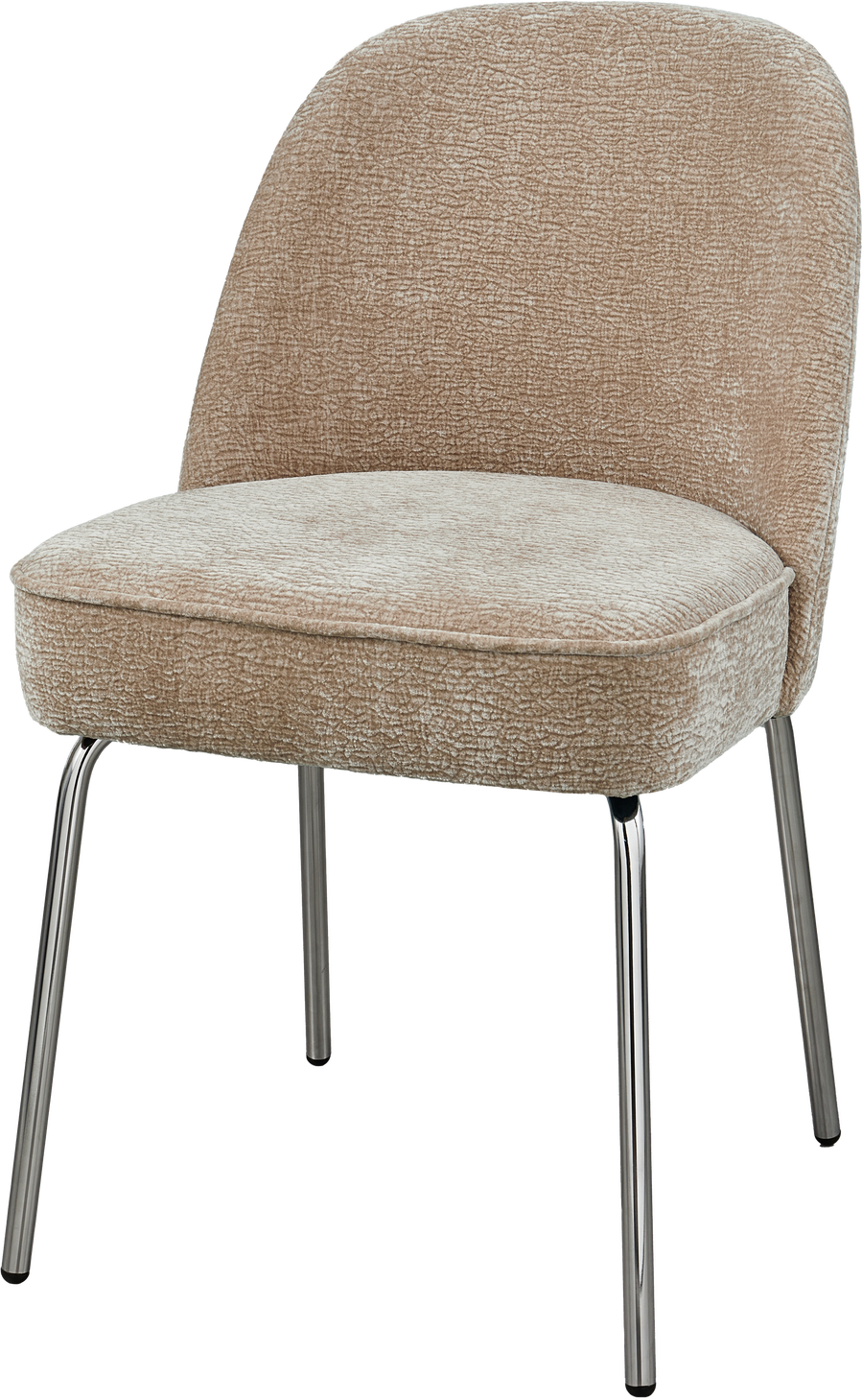 Spisebordsstole Woood Vogue Par Sand Chenillestof 3d-effekt Mat Glans Krom Ben