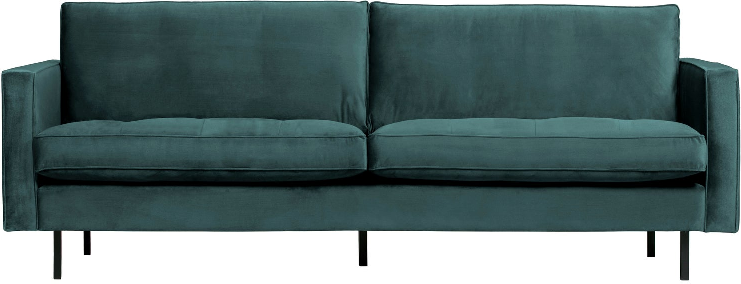 -personers Sofa Woood Rodeo Classic Tealblå Velour 230   Quiltede Sædehynder Metalben