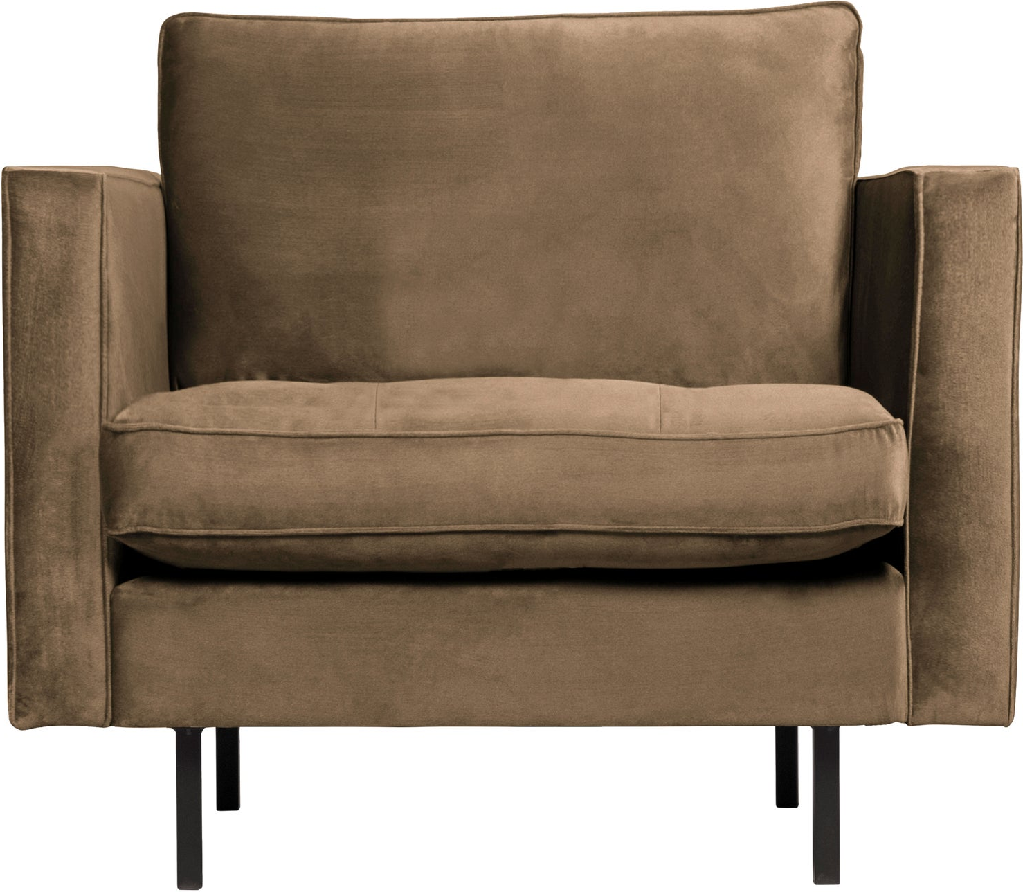 Lænestol Woood Rodeo Classic   Velour Fløjl Taupe  Quiltet Sæde  Fast Komfort  Løse Hynder  Metalben