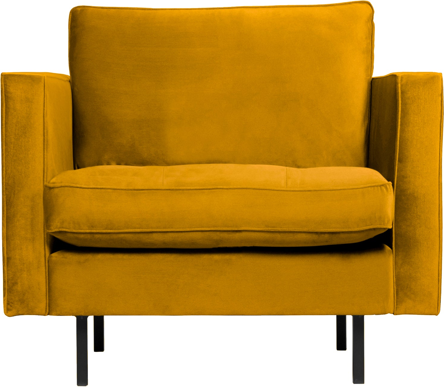 Lænestol Woood Rodeo Classic Velour Oker  Quiltet Sæde  Fast Skum   Zigzagfjedre  Rummelig Loungestol