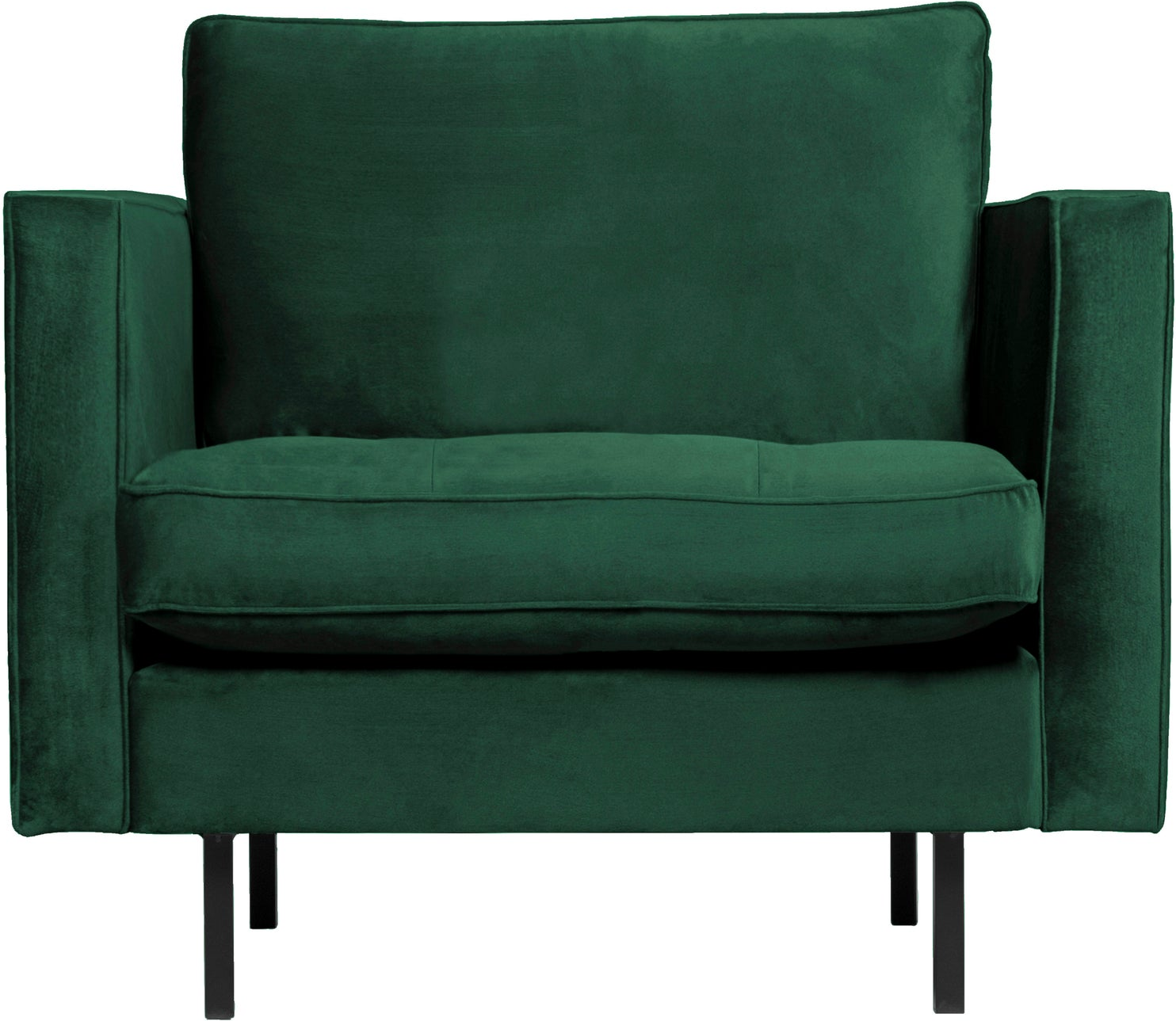 Lænestol Woood Rodeo Classic Velour Skovgrøn Med Quiltet Siddepude   Metalben H83xb98xd88