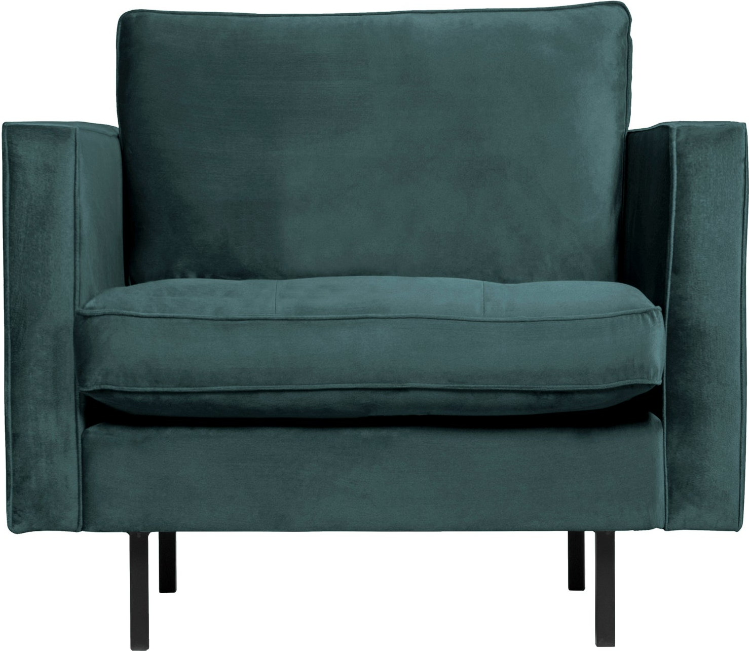 Lænestol Woood Rodeo Classic Velour Teal   50er-inspireret Hvilestol Med Quiltet Sæde   Høj Benramme