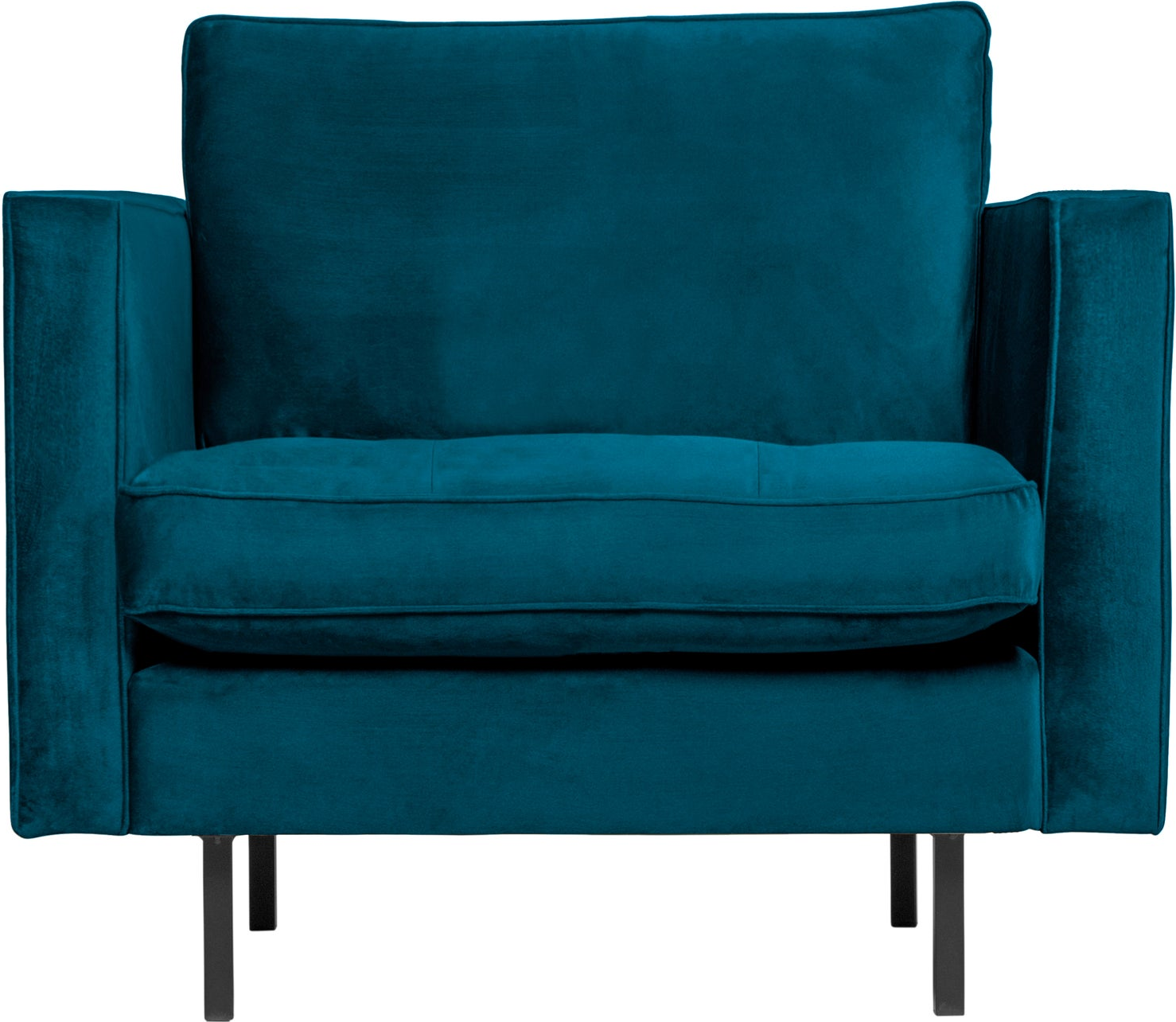 Lænestol Woood Rodeo Classic Blå Velour  Quiltet Sæde  Slanke Metalben  H83xb98xd88