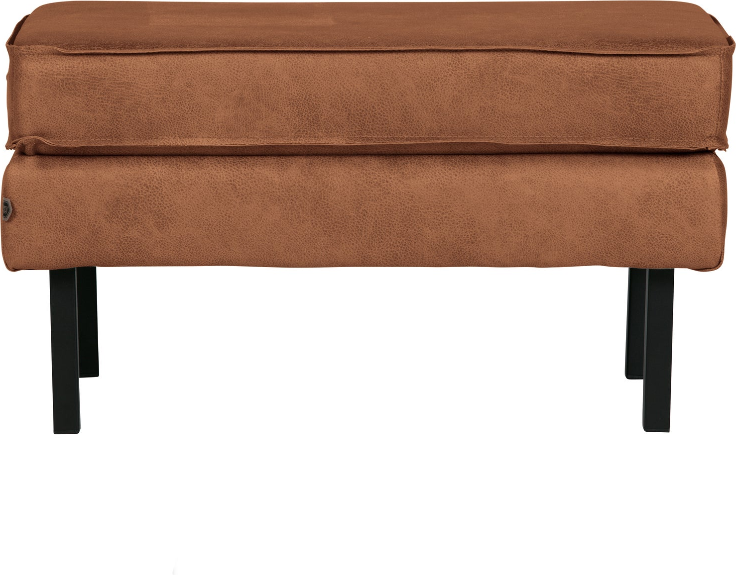 Skammel Puf Woood Rodeo  Cognac Ecoleather Polstret Fodskammel H45xb84xd54
