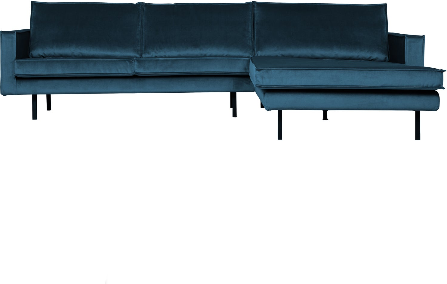 Loungesofa Woood Rodeo  Højrevendt Chaiselong  Blå Velour Jarra    Sæde-   Ryghynder  Metalben