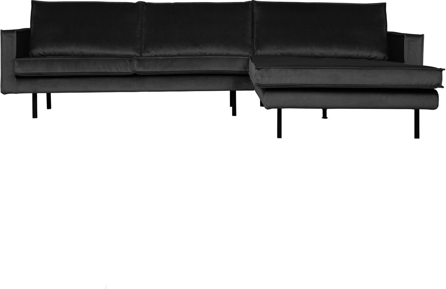 Chaiselongsofa Woood Rodeo  Højrevendt  -personers Loungesofa  Antracit Jarra Velour  Metalben