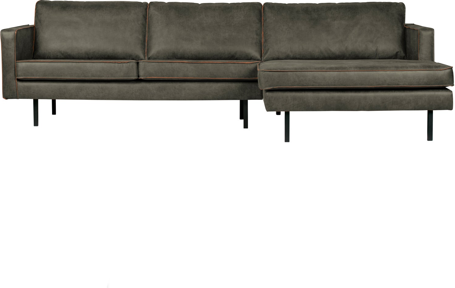 Loungesofa Woood Rodeo Højrevendt Chaiselong 300x155   Armygrøn Copa Læderlook Kunstlæder