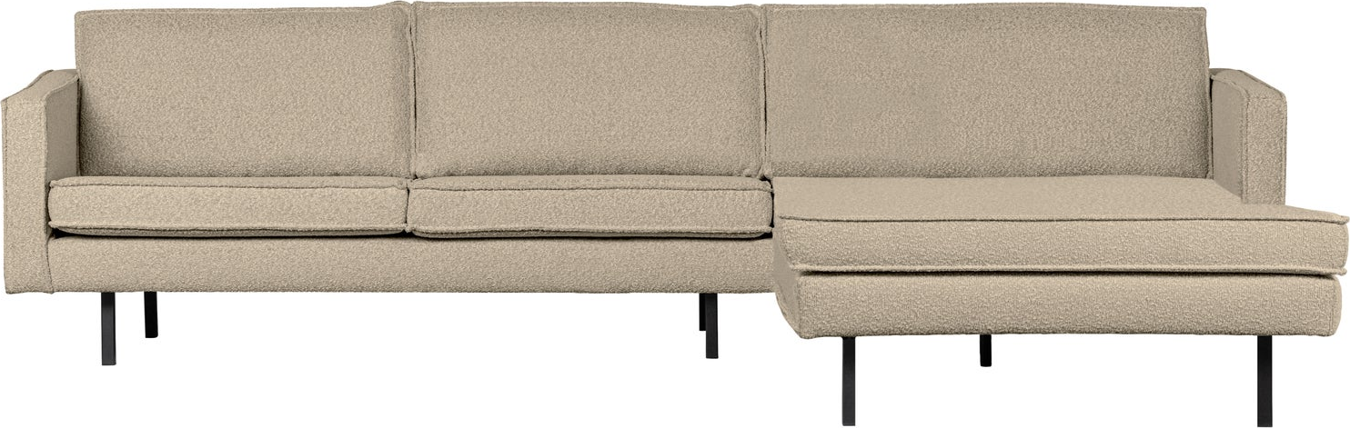 Loungesofa Woood Rodeo Højrevendt Chaiselong Bouclé Beige 300x155   Fast Siddekomfort Moderne