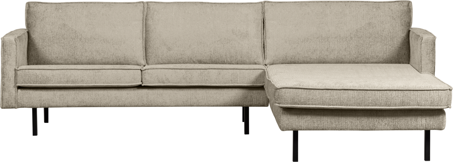 Loungesofa Woood Rodeo Højrevendt Chaiselong Wheatfield Struktureret Velour 100  Polyester Fast Siddekomfort Højt Benstel