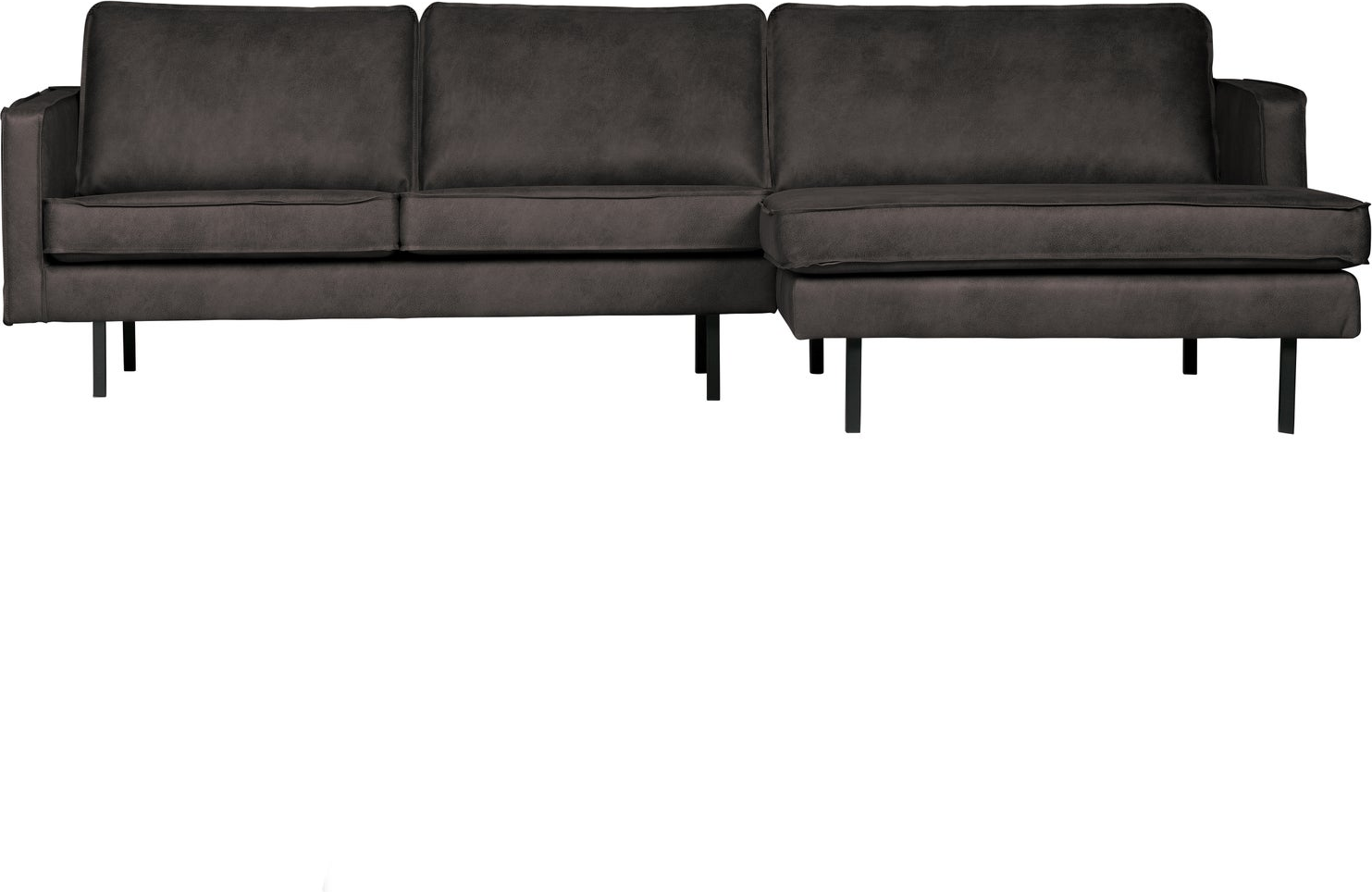 Loungesofa Woood Rodeo 300   Højrevendt Chaiselong Sort Ecoleather Kunstlæder