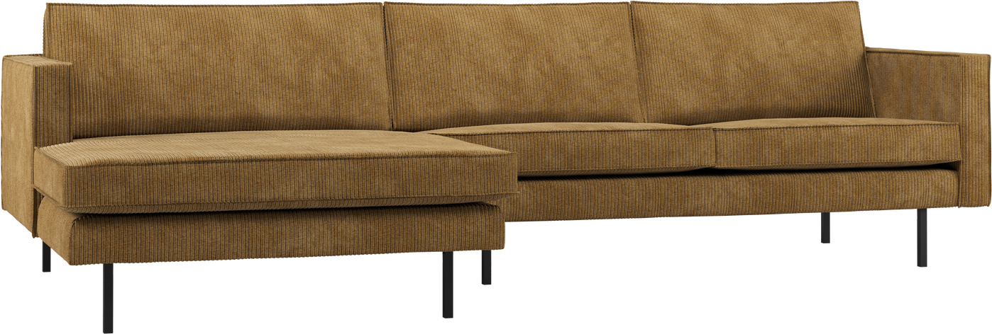 Loungesofa Woood Rodeo Venstrevendt Chaiselong Honninggul Ribstof 100  Polyester 300x86 155   H85