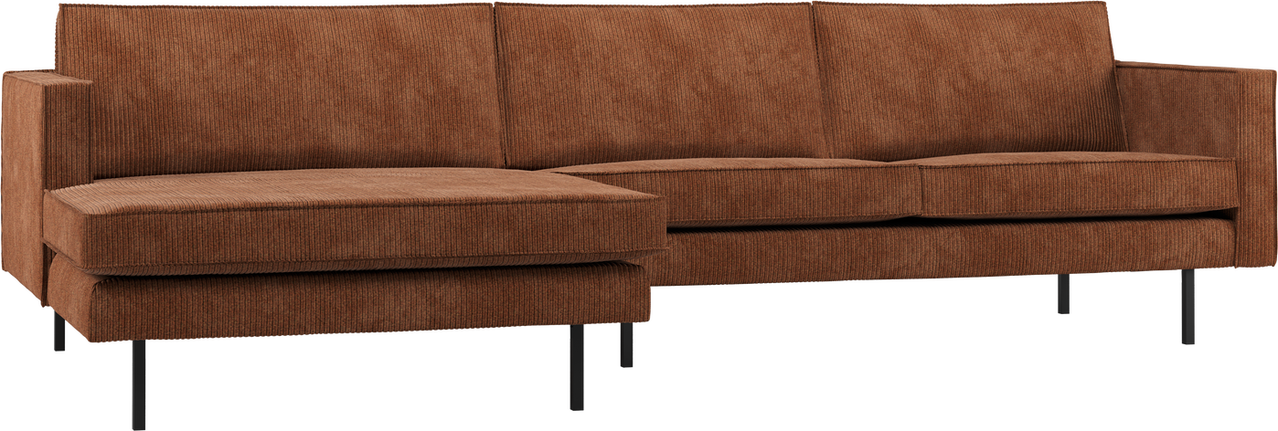 Loungesofa Woood Rodeo Venstrevendt Chaiselongsofa 300ã 155   Rustbrun Ribstof
