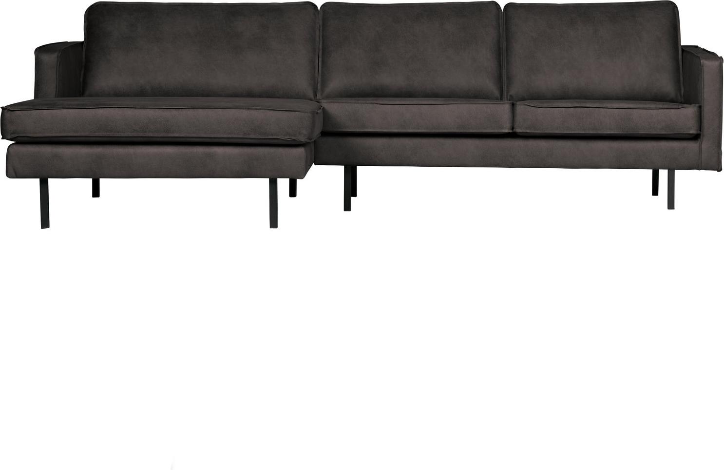 Loungesofa Woood Rodeo Venstrevendt Chaiselong 300   Sort Ecoleather Kunstlæder Metalstel Fast Komfort