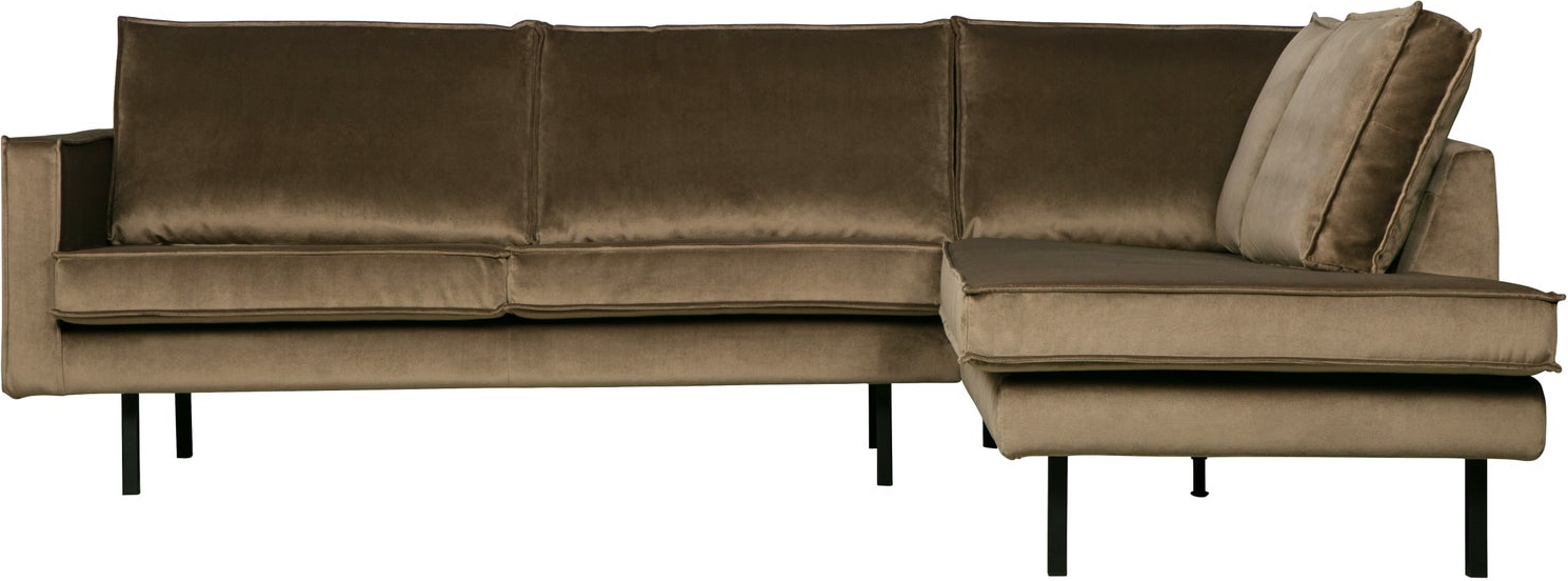 Hjørnesofa Loungesofa Woood Rodeo Højrevendt 266x213   Taupe Velour  Fast Komfort  Slidstærk