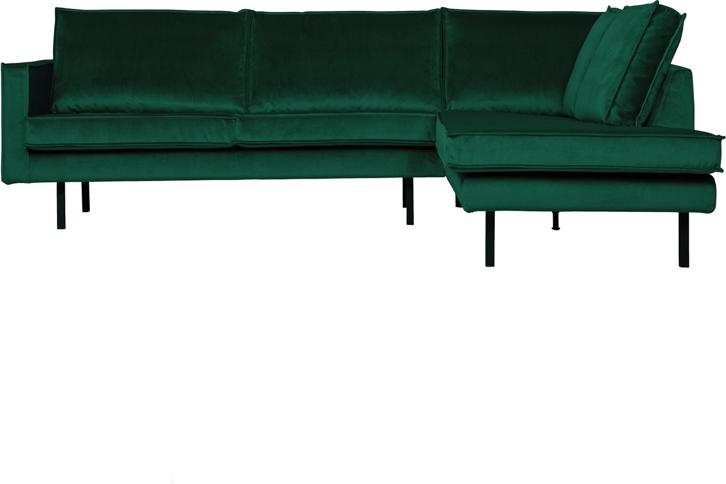 Loungesofa Woood Rodeo Hjørnesofa Højrevendt  Skovgrøn Velour 100  Polyester  Fast Sæde  H85   B266   D213