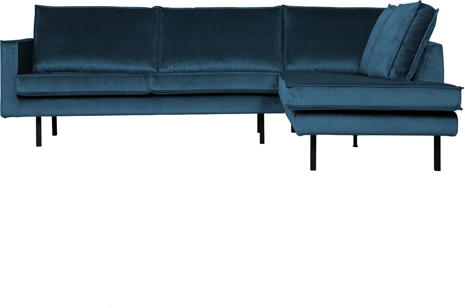 Loungesofa Woood Rodeo Hjørnesofa Blå Velour 266x213   Højre Chaiselong